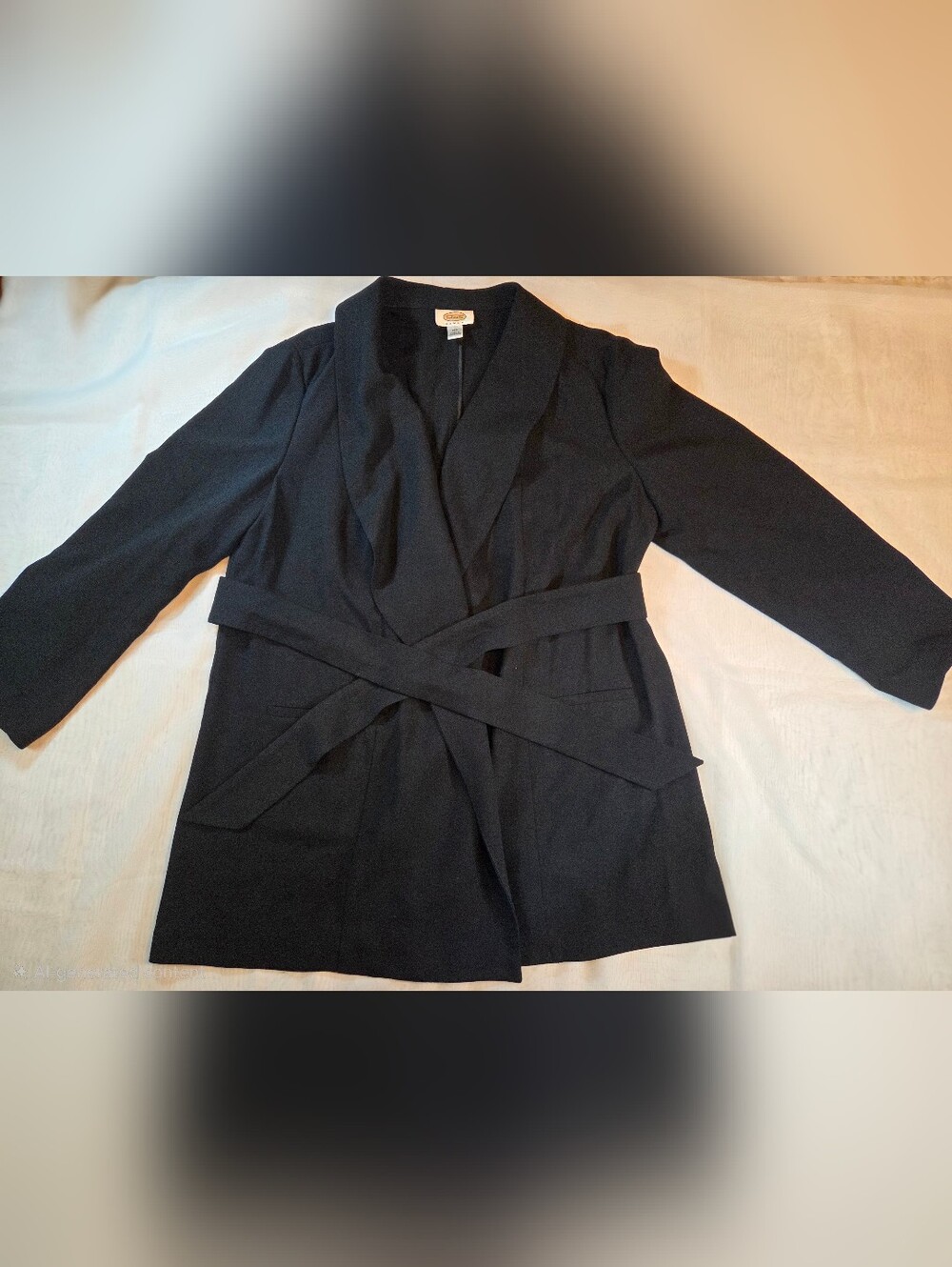 Talbots Black Belted Open-Front Blazer